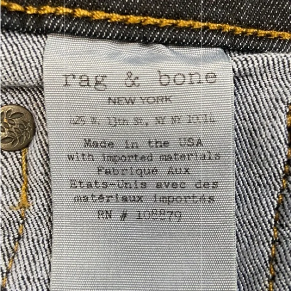 RAG & BONE Mid-Rise Black Rae Skinny Dark Wash Cotton Blend Jeans Size 27 - Picture 8 of 8